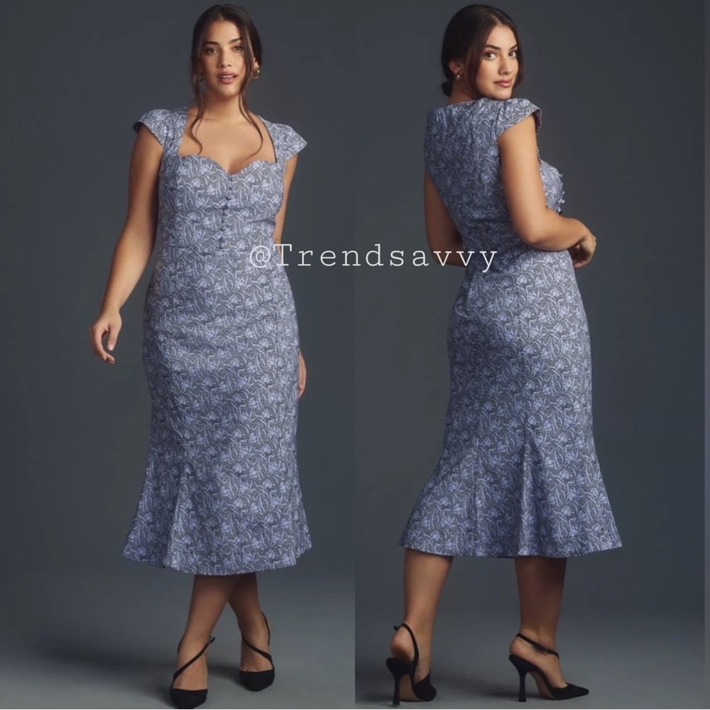 Anthropologie Maeve Cecily Midi Dress Purple Floral Sweetheart Size XL NWT